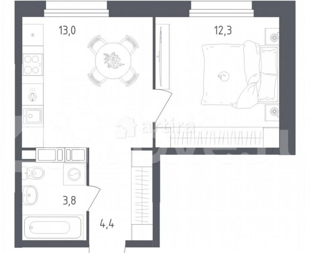 1-комн. квартира, 33.5 м2, 8/16 эт. Москва - изображение 2