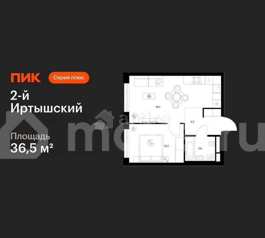 1-комн. квартира, 36.5 м2, 34/43 эт. Москва - изображение 1
