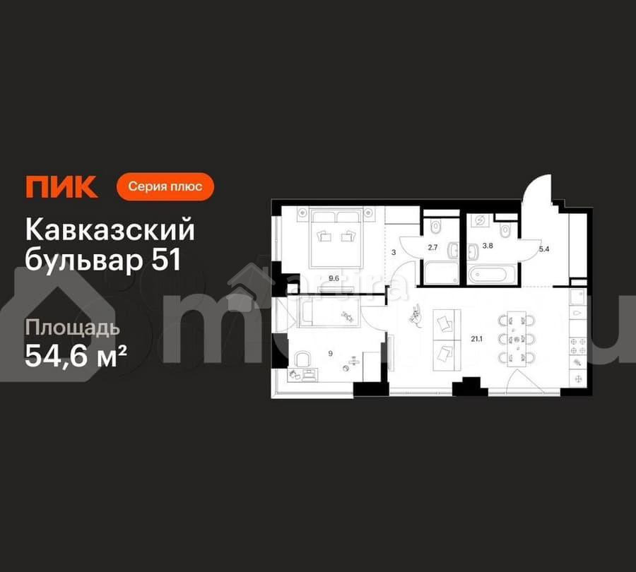 2-комн. квартира, 54.6 м2, 19/32 эт. Москва - изображение 1