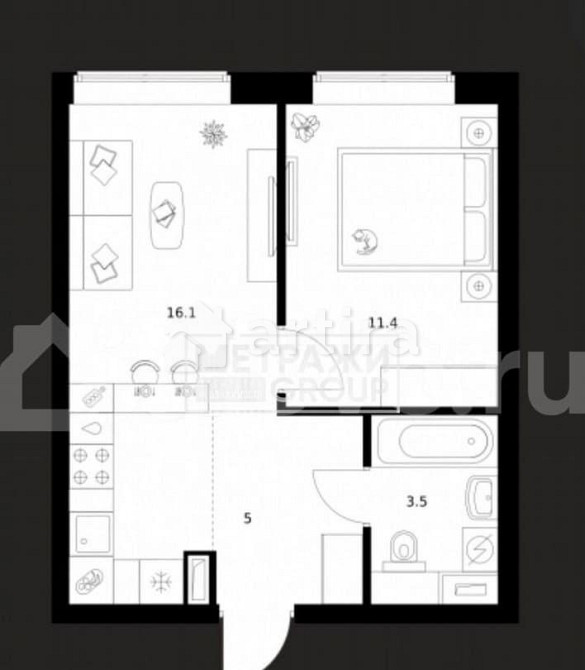 1-комн. квартира, 36 м2, 50/50 эт. Москва - изображение 4