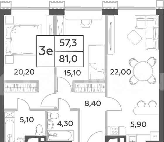 3-комн. пентхаус, 81 м2, 27/52 эт. Москва