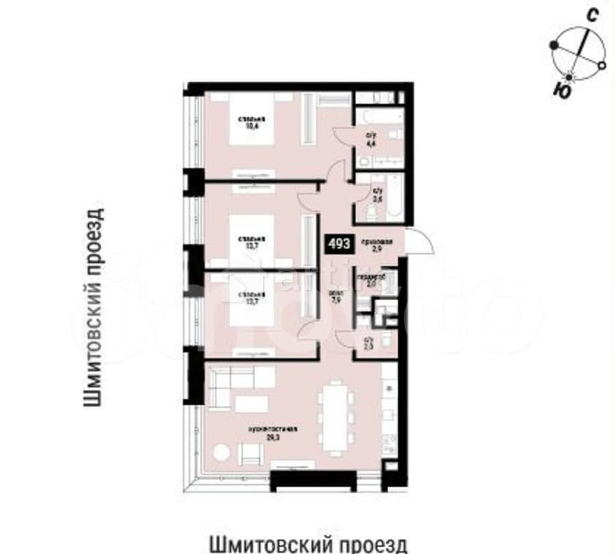 3-комн. квартира, 97.9 м2, 16/36 эт. Москва - изображение 1