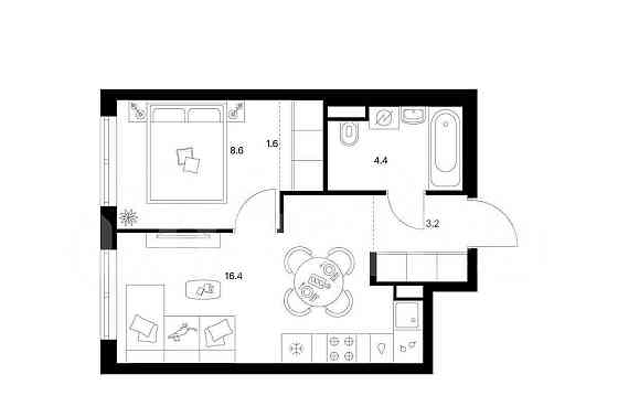 1-комн. квартира, 34.2 м2, 9/29 эт. Москва