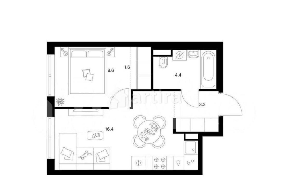 1-комн. квартира, 34.2 м2, 9/29 эт. Москва - изображение 1