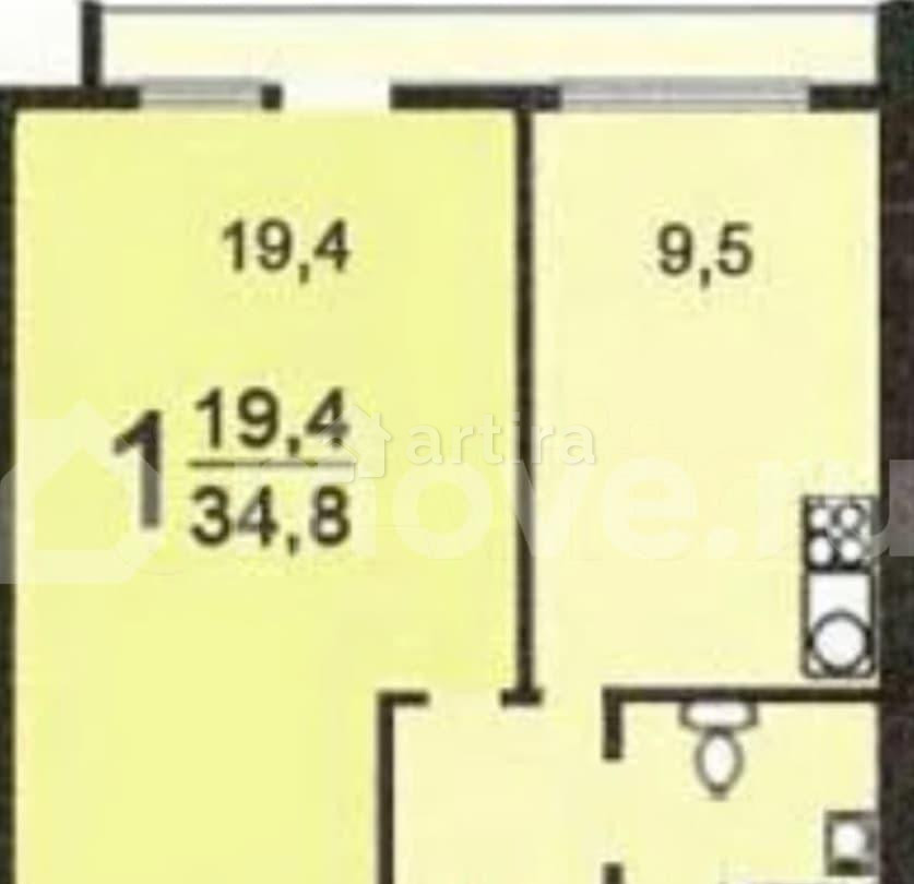 1-комн. квартира, 34.8 м2, 10/14 эт. Москва - изображение 1