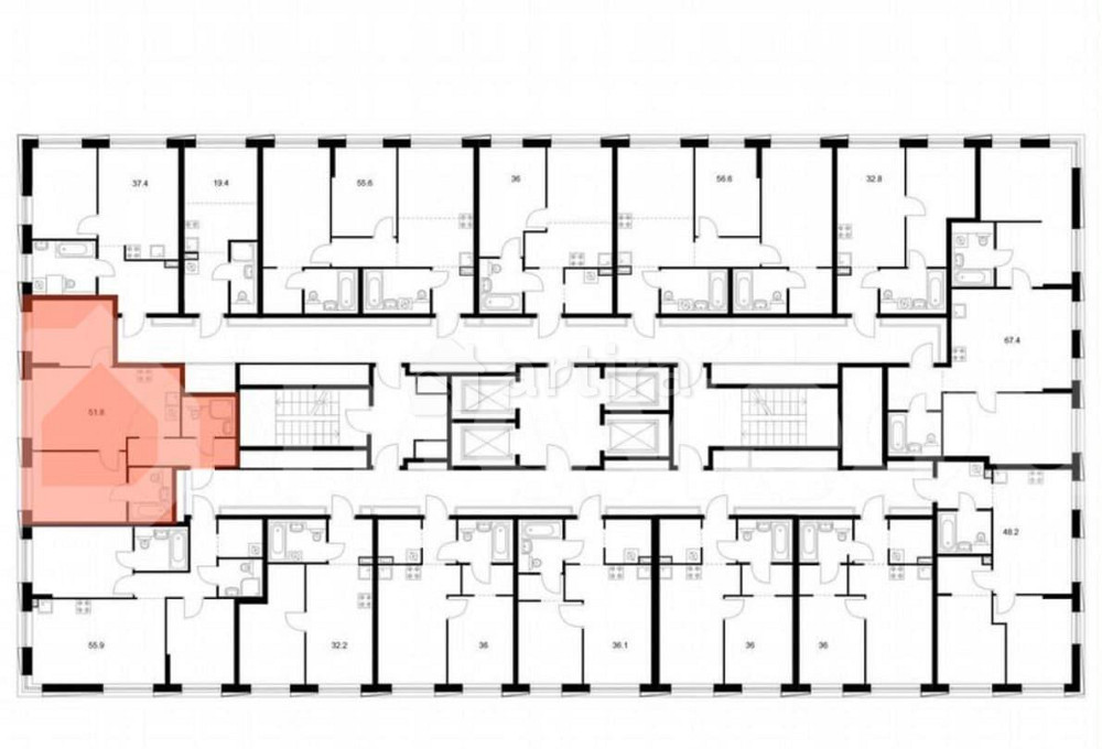2-комн. квартира, 51.8 м2, 29/30 эт. Москва - изображение 2