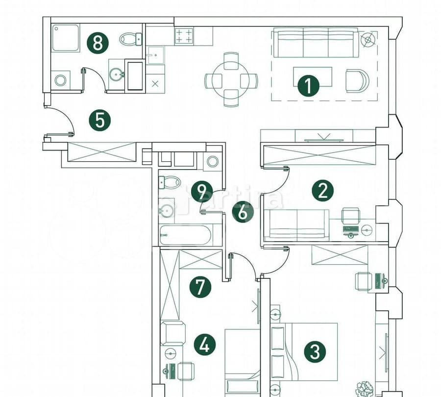 4-комн. квартира, 91.8 м2, 14/32 эт. Москва - изображение 2