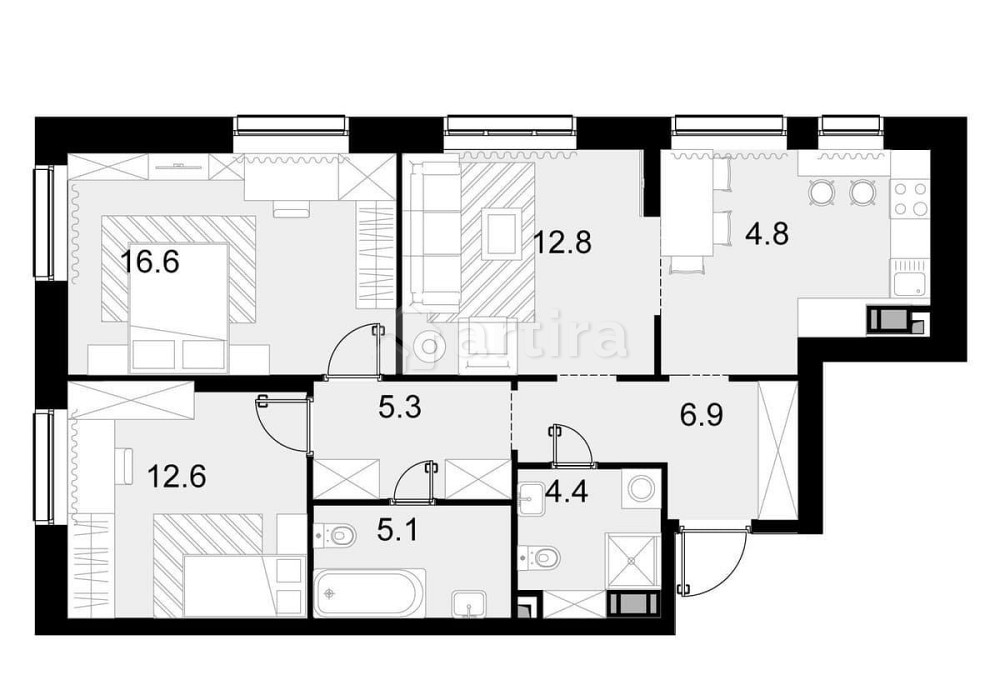 3-комн. квартира, 76 м2, 16/28 эт. Москва - изображение 1