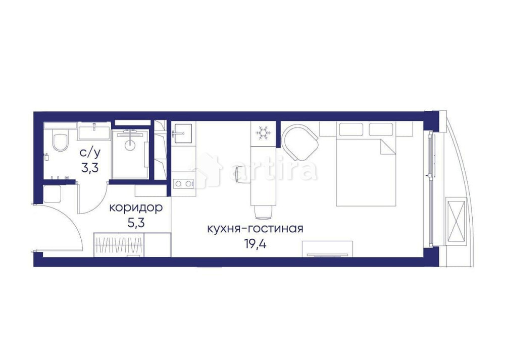 Студия, 28.02 м2, 3/19 эт. Москва - изображение 17