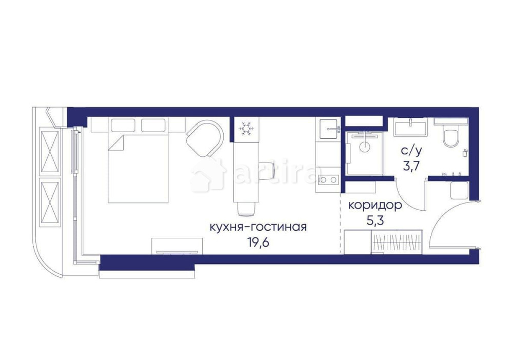 Студия, 28.62 м2, 2/19 эт. Москва - изображение 2