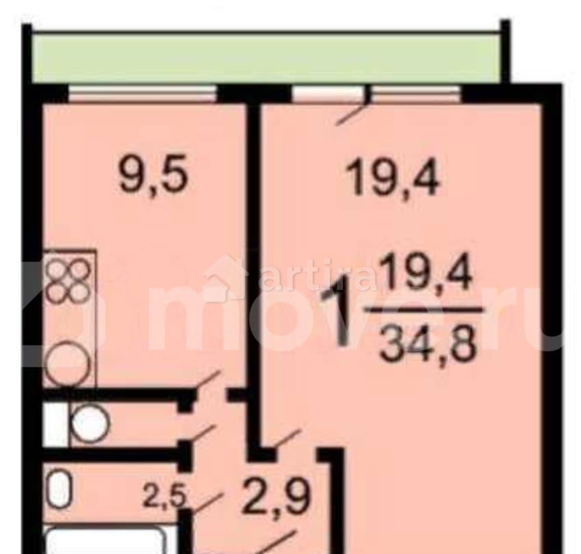 1-комн. квартира, 34.8 м2, 10/14 эт. Москва - изображение 2