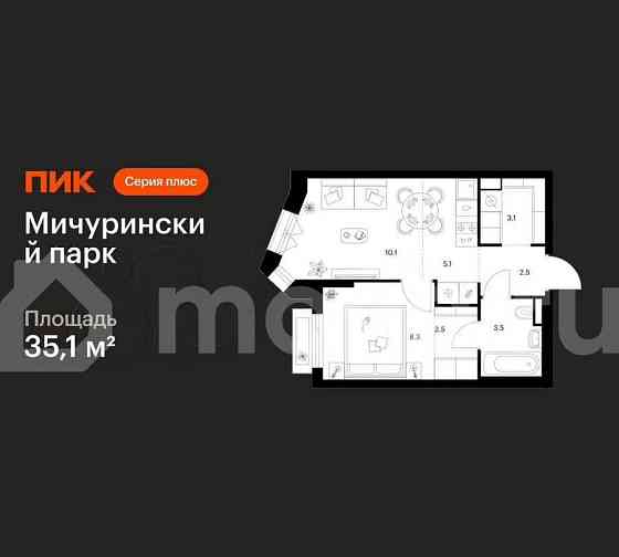 1-комн. квартира, 35.1 м2, 8/23 эт. Москва