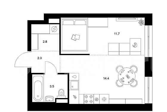 1-комн. квартира, 34.7 м2, 34/38 эт. Москва