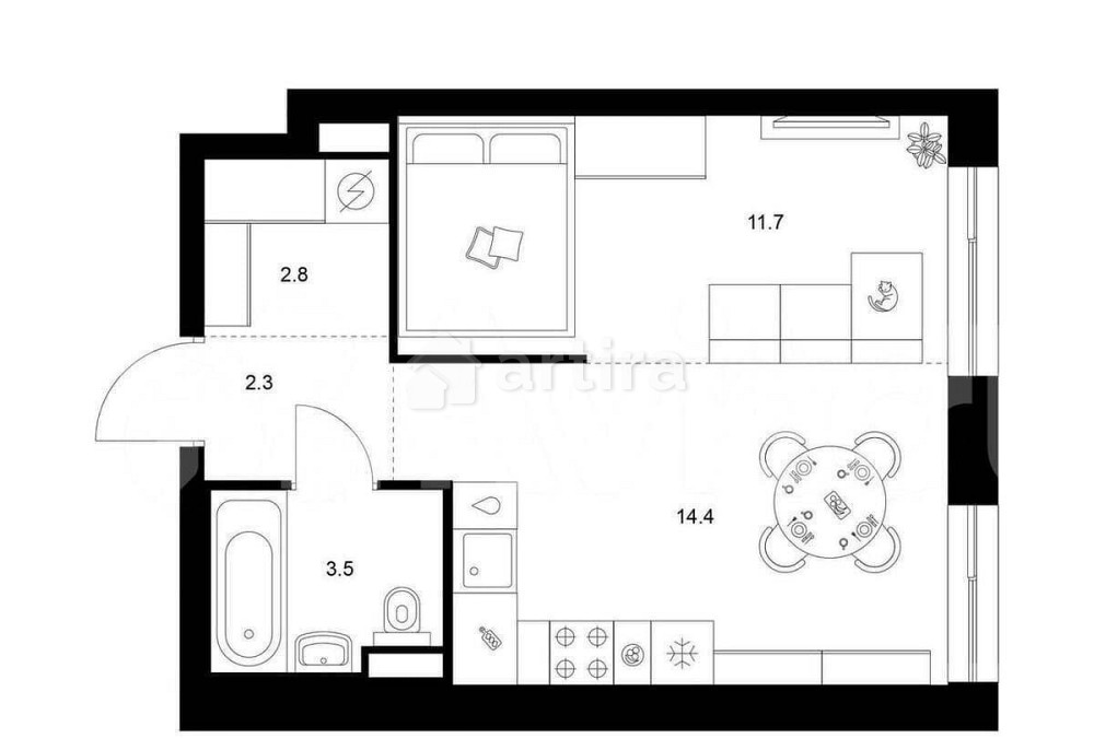1-комн. квартира, 34.7 м2, 34/38 эт. Москва - изображение 1