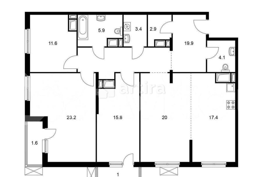 4-комн. квартира, 126.8 м2, 23/24 эт. Москва - изображение 2