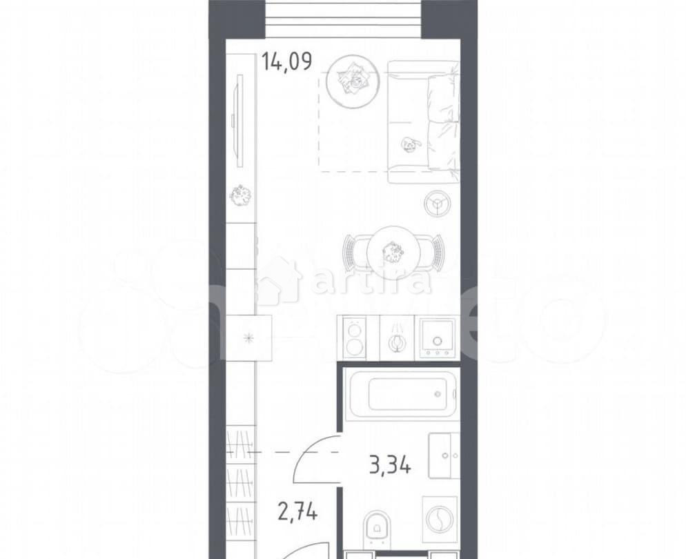 Студия, 20.2 м2, 5/28 эт. Москва - изображение 1