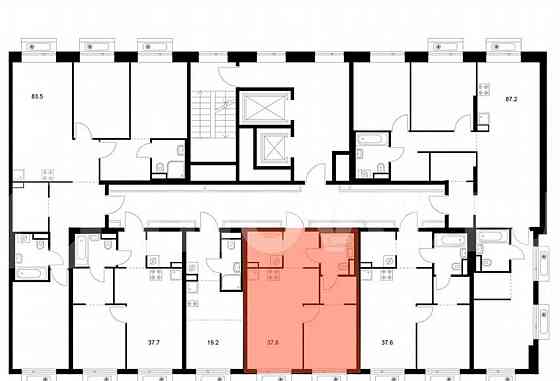 1-комн. квартира, 37.6 м2, 2/19 эт. Москва