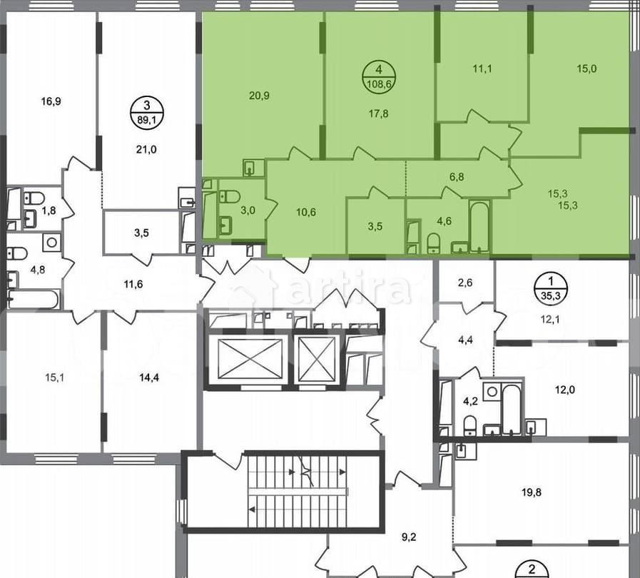 4-комн. квартира, 108.6 м2, 12/17 эт. Москва - изображение 1
