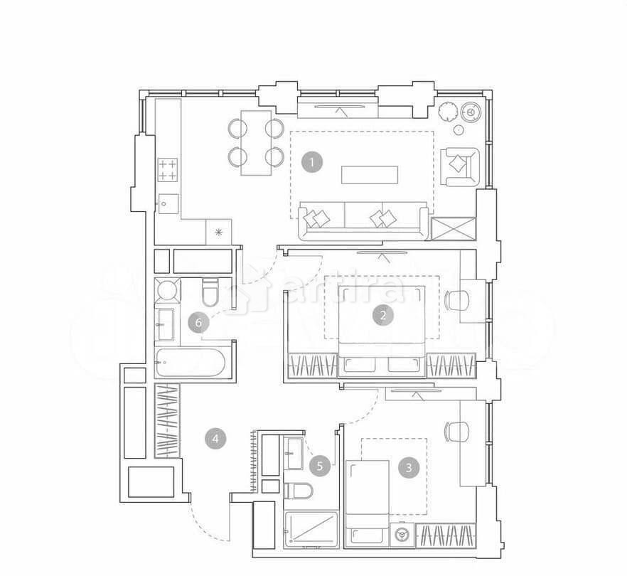 3-комн. квартира, 67.6 м2, 4/19 эт. Москва - изображение 2