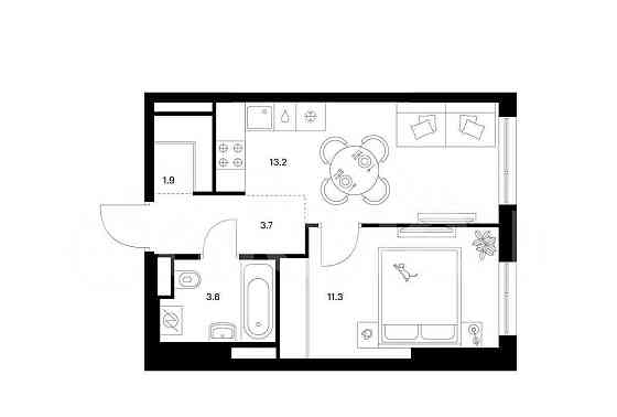 1-комн. квартира, 33.9 м2, 4/24 эт. Москва