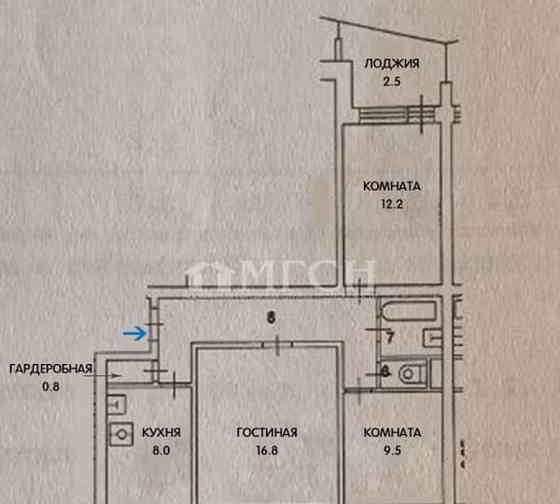3-комн. квартира, 59.5 м2, 6/9 эт. Москва