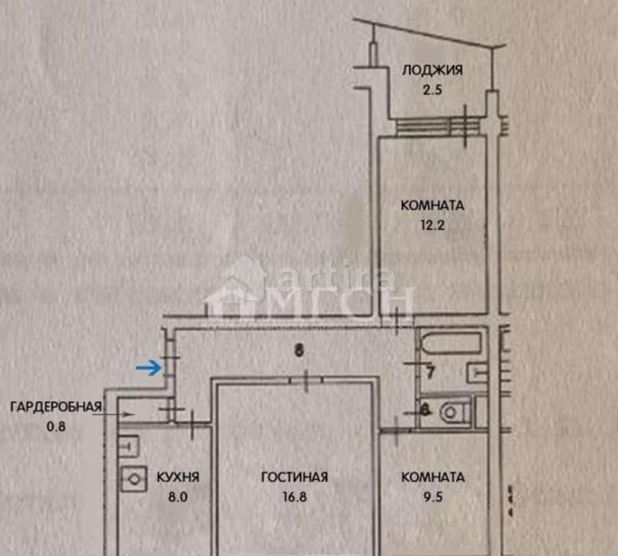 3-комн. квартира, 59.5 м2, 6/9 эт. Москва - изображение 4