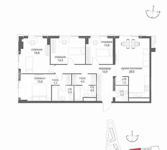 4-комн. квартира, 122.2 м2, 14/38 эт. Москва