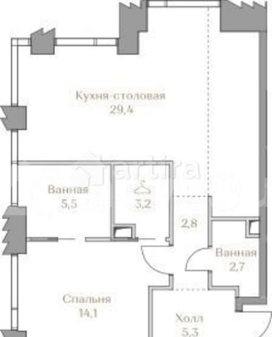 1-комн. квартира, 63 м2, 15/16 эт. Москва - изображение 1
