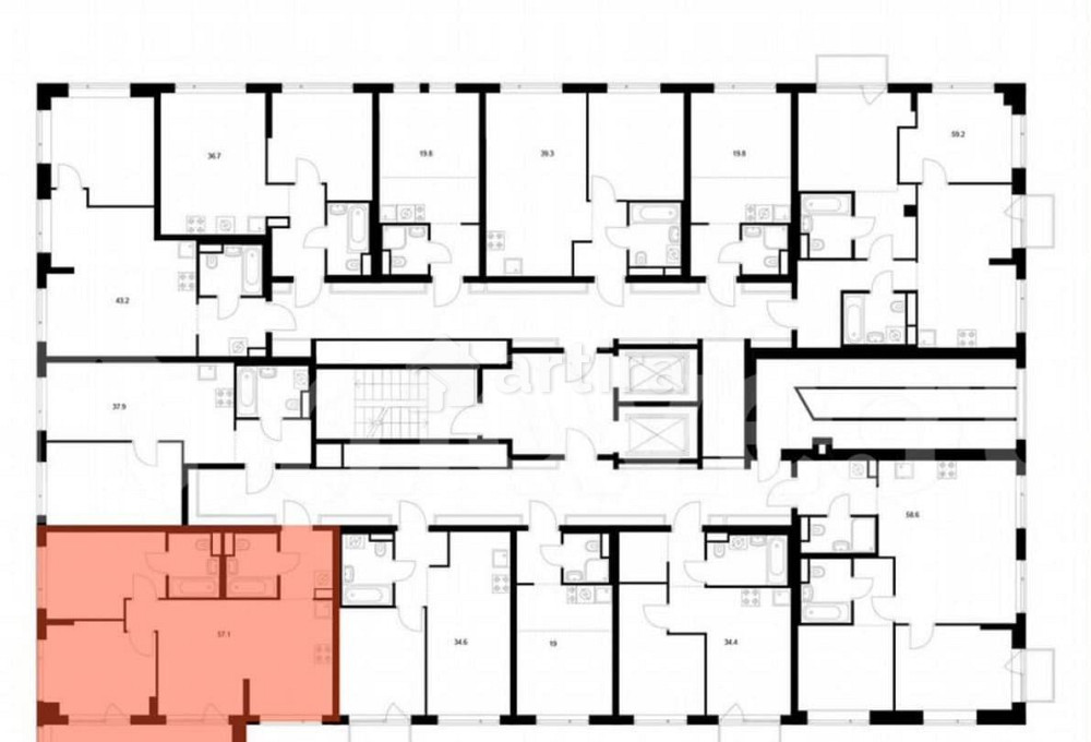 2-комн. квартира, 57.3 м2, 8/16 эт. Москва - изображение 2