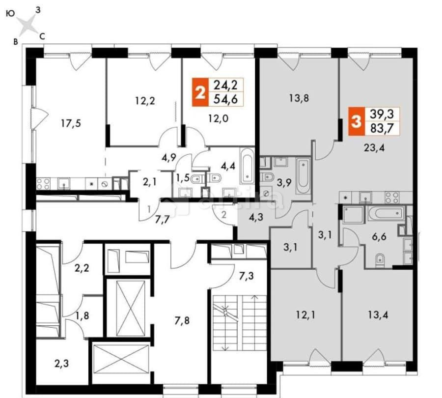 3-комн. квартира, 84.3 м2, 10/17 эт. Москва - изображение 7