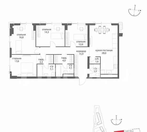4-комн. квартира, 122.2 м2, 16/38 эт. Москва