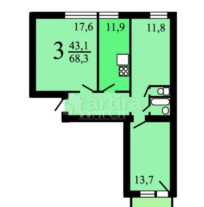3-комн. квартира, 64.8 м2, 5/12 эт. Москва - изображение 16