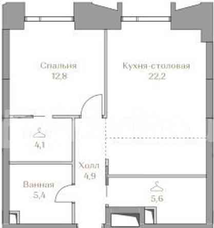 1-комн. квартира, 55 м2, 5/12 эт. Москва