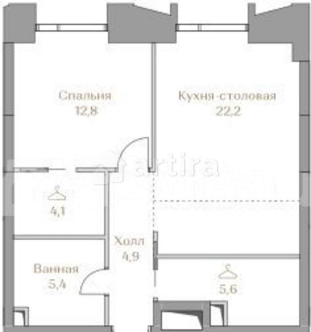 1-комн. квартира, 55 м2, 5/12 эт. Москва - изображение 1