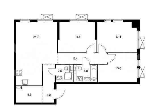 3-комн. квартира, 79.4 м2, 27/33 эт. Москва