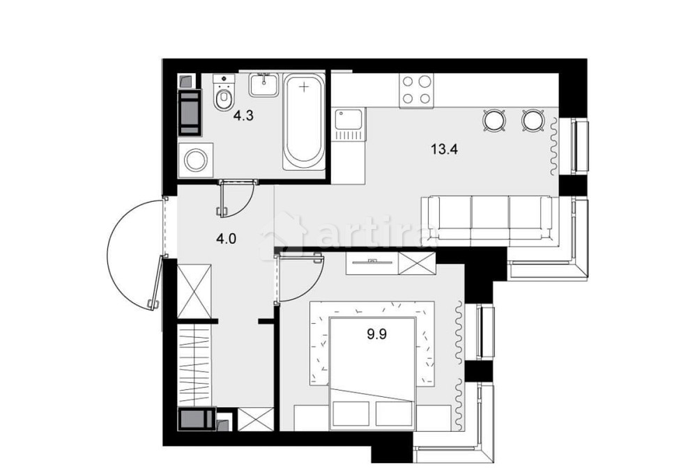 1-комн. квартира, 33.9 м2, 13/28 эт. Москва - изображение 1