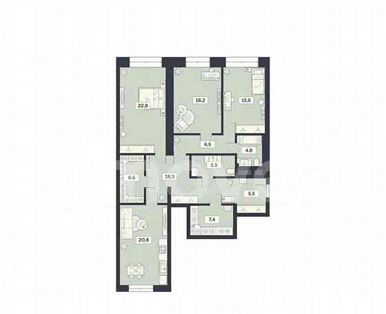 3-комн. квартира, 131.8 м2, 26/27 эт. Москва