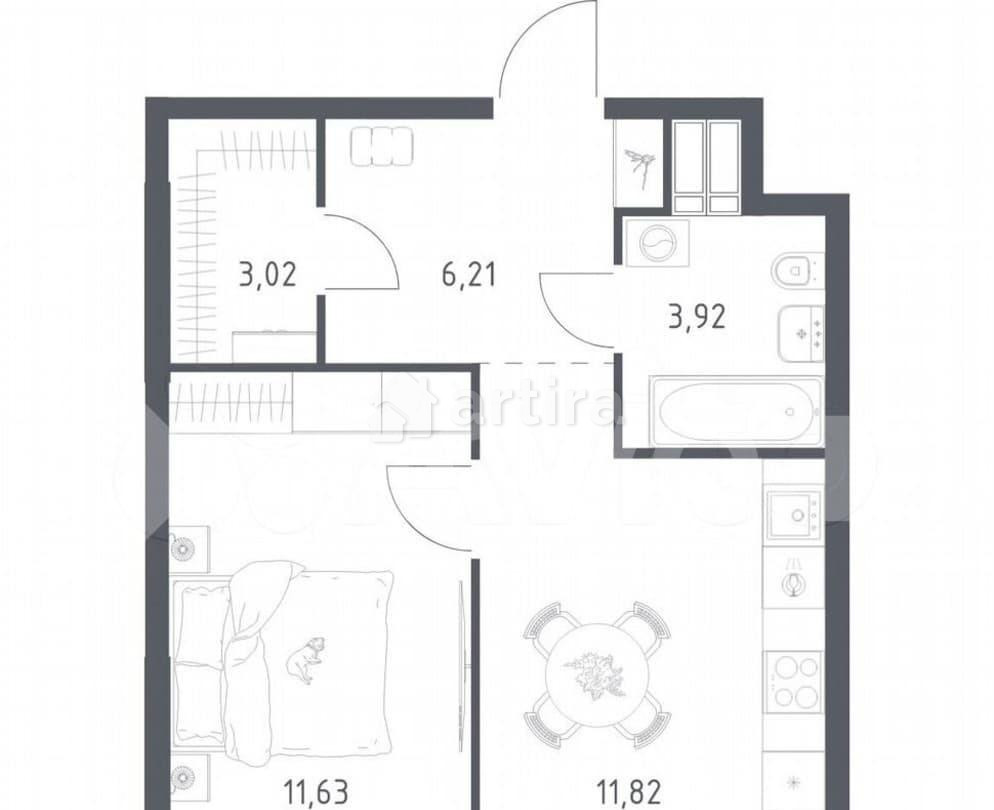 1-комн. апарт-ы, 36.6 м2, 8/23 эт. Москва - изображение 1