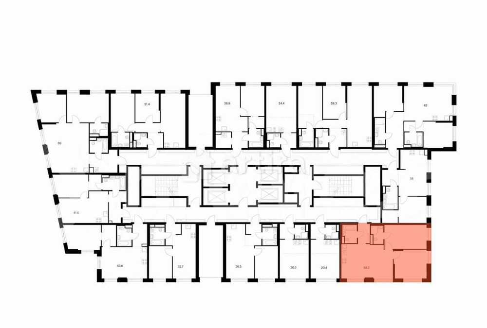 2-комн. квартира, 59.3 м2, 30/43 эт. Москва - изображение 2