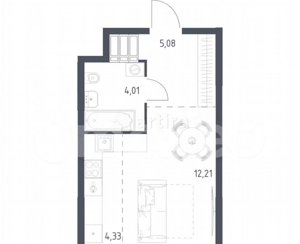 Студия, 25.6 м2, 20/23 эт. Москва - изображение 1
