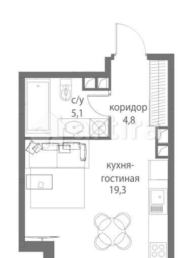 1-комн. квартира, 28 м2, 3/9 эт. Москва - изображение 4