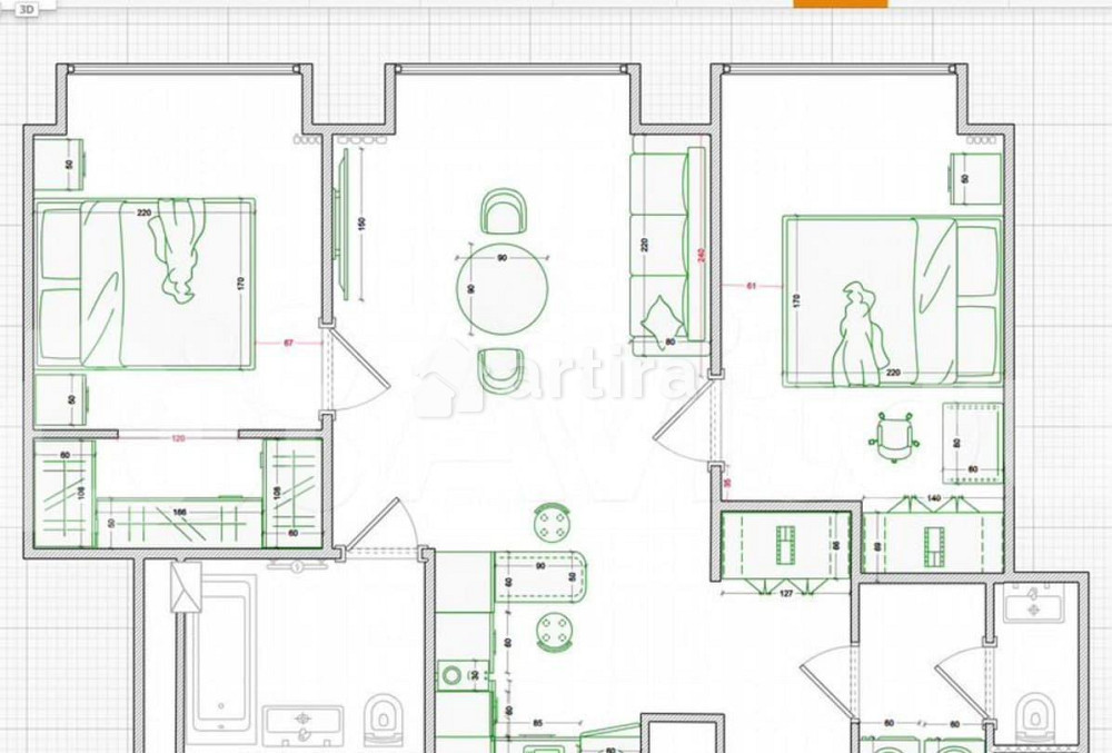 3-комн. квартира, 61 м2, 41/53 эт. Москва - изображение 1