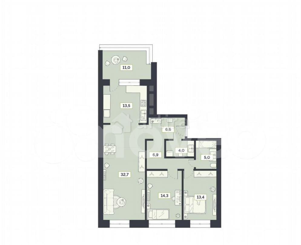 3-комн. квартира, 96.6 м2, 27/27 эт. Москва - изображение 1
