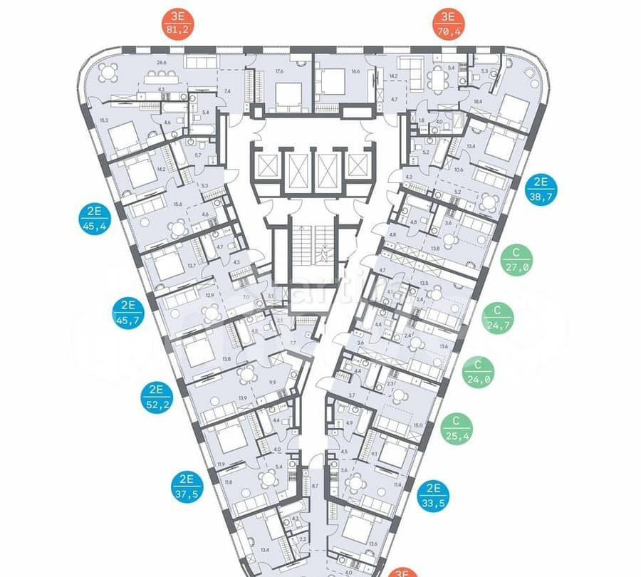 3-комн. квартира, 63.3 м2, 3/31 эт. Москва - изображение 2
