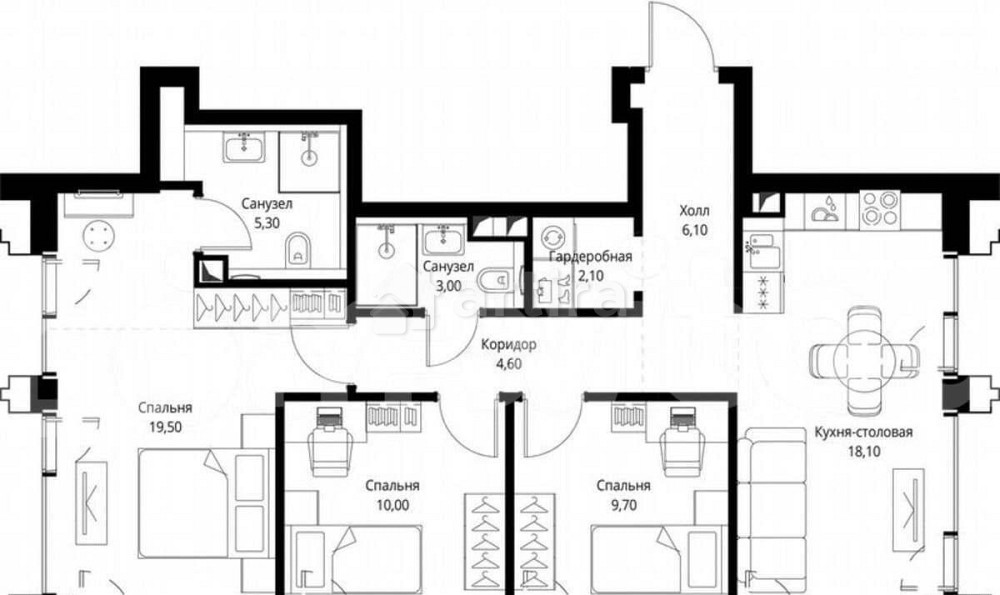 3-комн. квартира, 78.4 м2, 43/45 эт. Москва - изображение 6