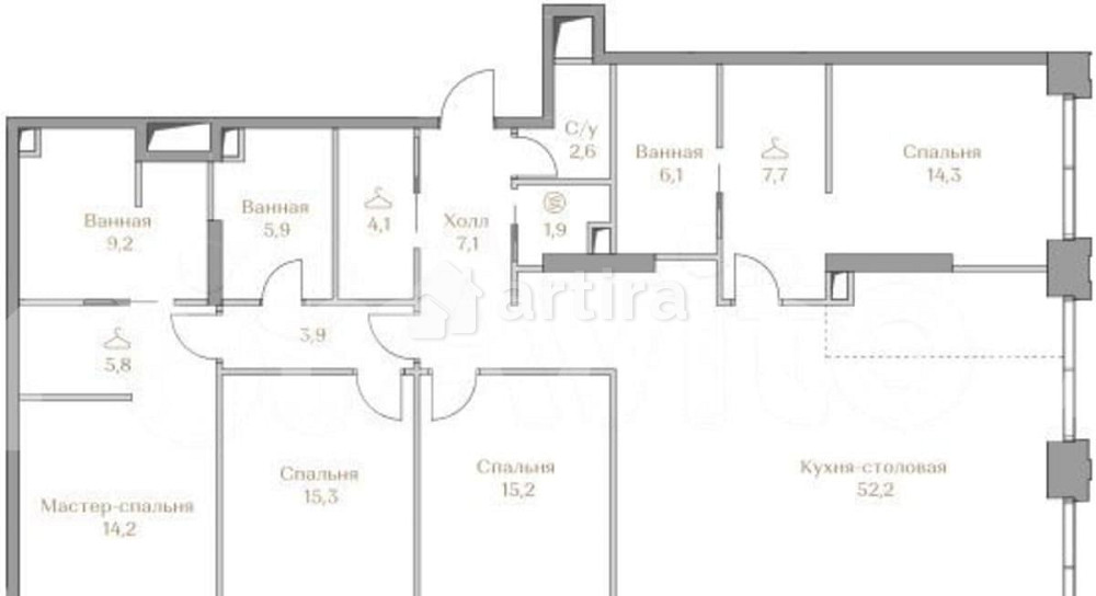 4-комн. квартира, 165.5 м2, 13/17 эт. Москва - изображение 1