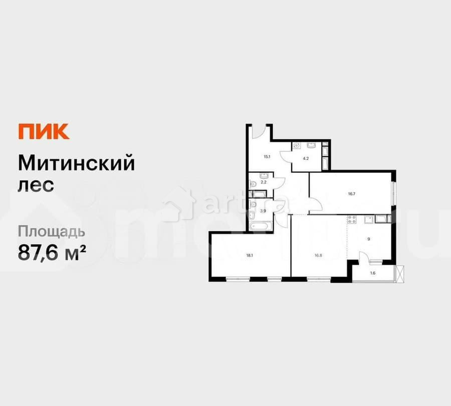 2-комн. квартира, 87.6 м2, 5/24 эт. Москва - изображение 1