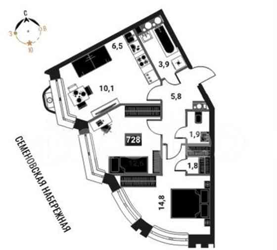 3-комн. квартира, 57.4 м2, 19/28 эт. Москва