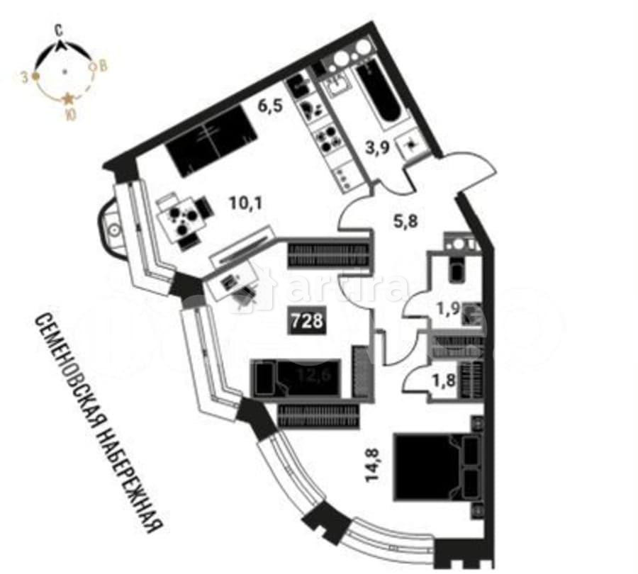 3-комн. квартира, 57.4 м2, 19/28 эт. Москва - изображение 1
