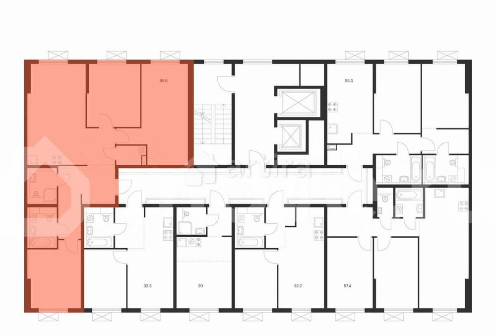 3-комн. квартира, 89.6 м2, 9/16 эт. Москва - изображение 2